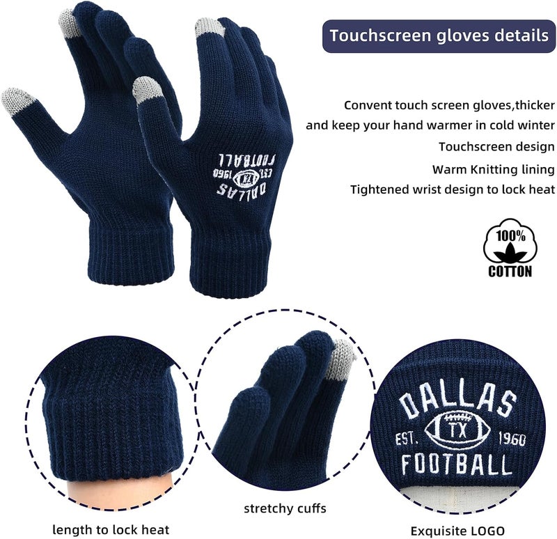 mtstaowe Vintage Classic Skull Cap Embroidery Beanie Fasion Hat Cuffed Winter Hat Knit Comes with Warm Gloves Gifts for Men Women Fans - Image 3